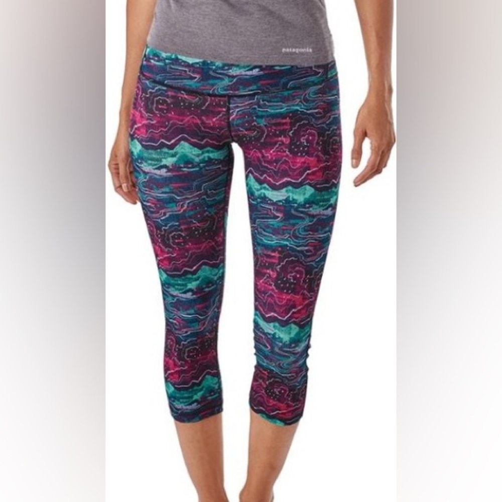 Patagonia Centered Print 7/8 Leggings Baselayer Canyon Glades Craft Pink